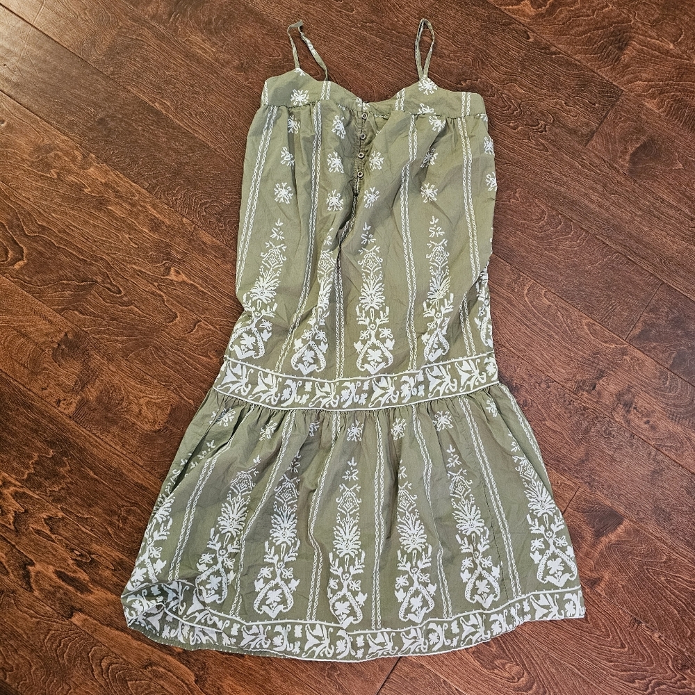Lucky Brand Green Boho Patterned Dress Size Small
